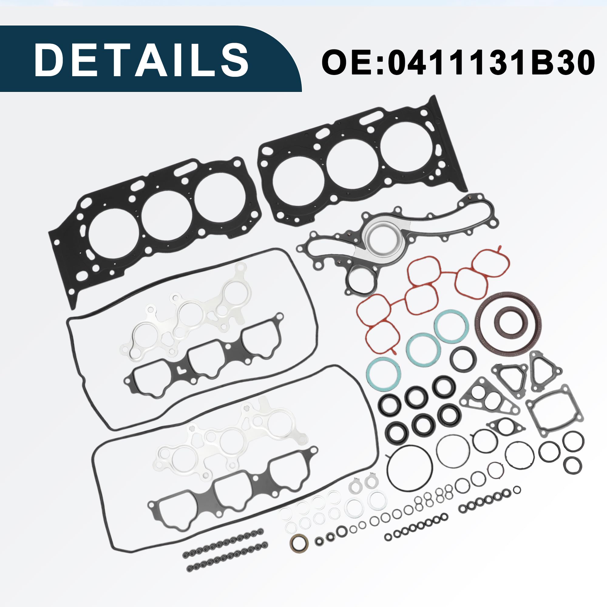 Juego De Juntas De Culata Para Toyota 1Gr/Grj150 1 Set | Resistencia A Altas Temperaturas, Hecho De Goma, Resistente A La Corrosión, Fácil De Instalar, Número Oe:0411131B30