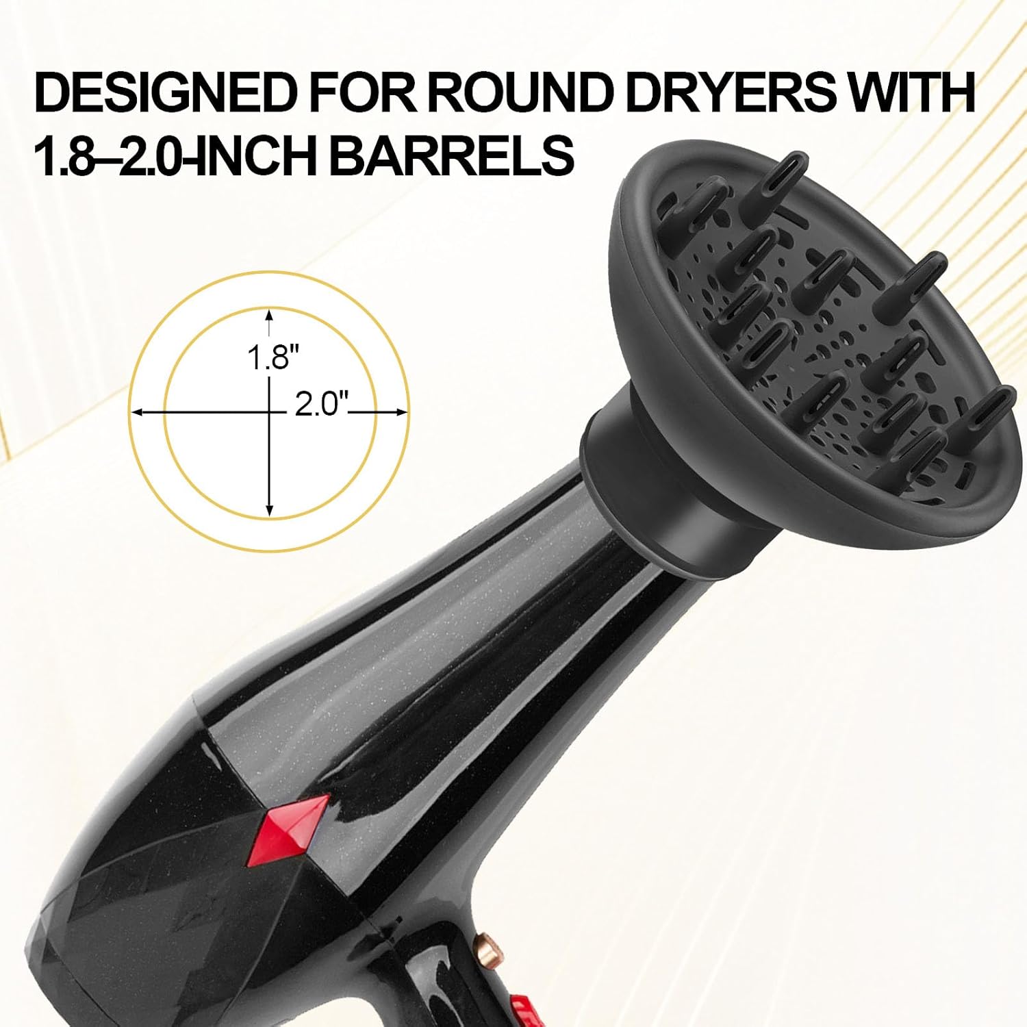 ヘアドライヤーディフューザー、カーリーヘア用ディフューザーアタッチメント、1.6~2.1インチヘアブロードライヤー用ユニバーサルディ