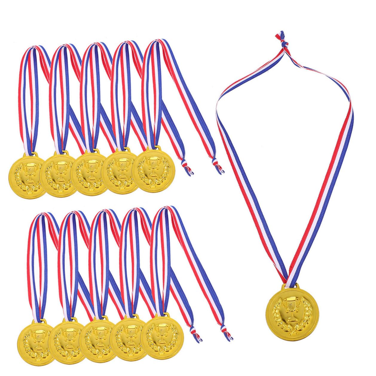 Alipis 50 Medallas Deportivas Metálicas Doradas para Medallas de Reconocimiento con Cinta para Cuello Ideales para Competiciones Deportivas Fiestas y Premiaciones Infantiles