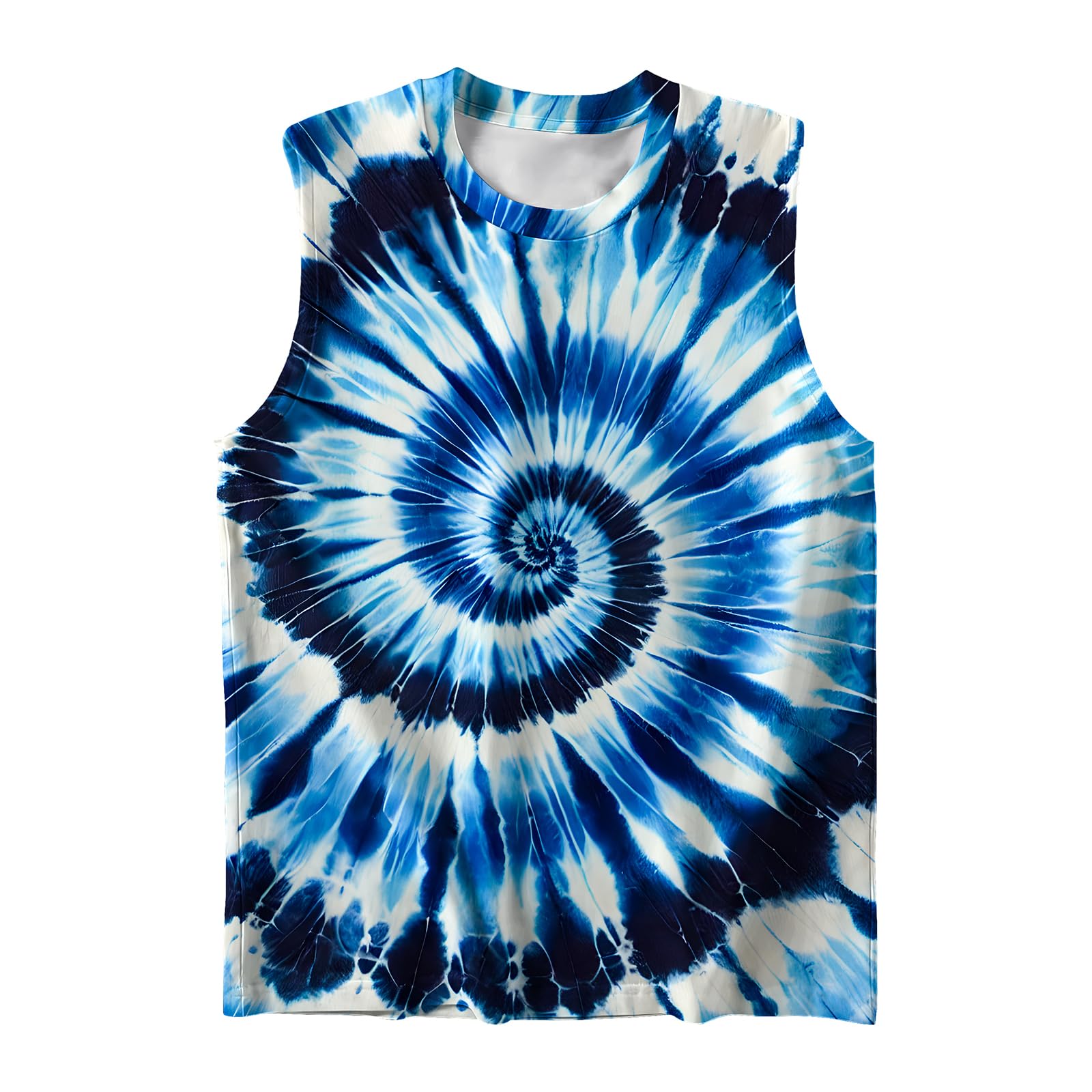 DMPROD Kids Tie Dye Shirt Size 5-14 Years Sleeveless T Shirts Children Tank Tops Hippies Senior Tees for Boys Girls