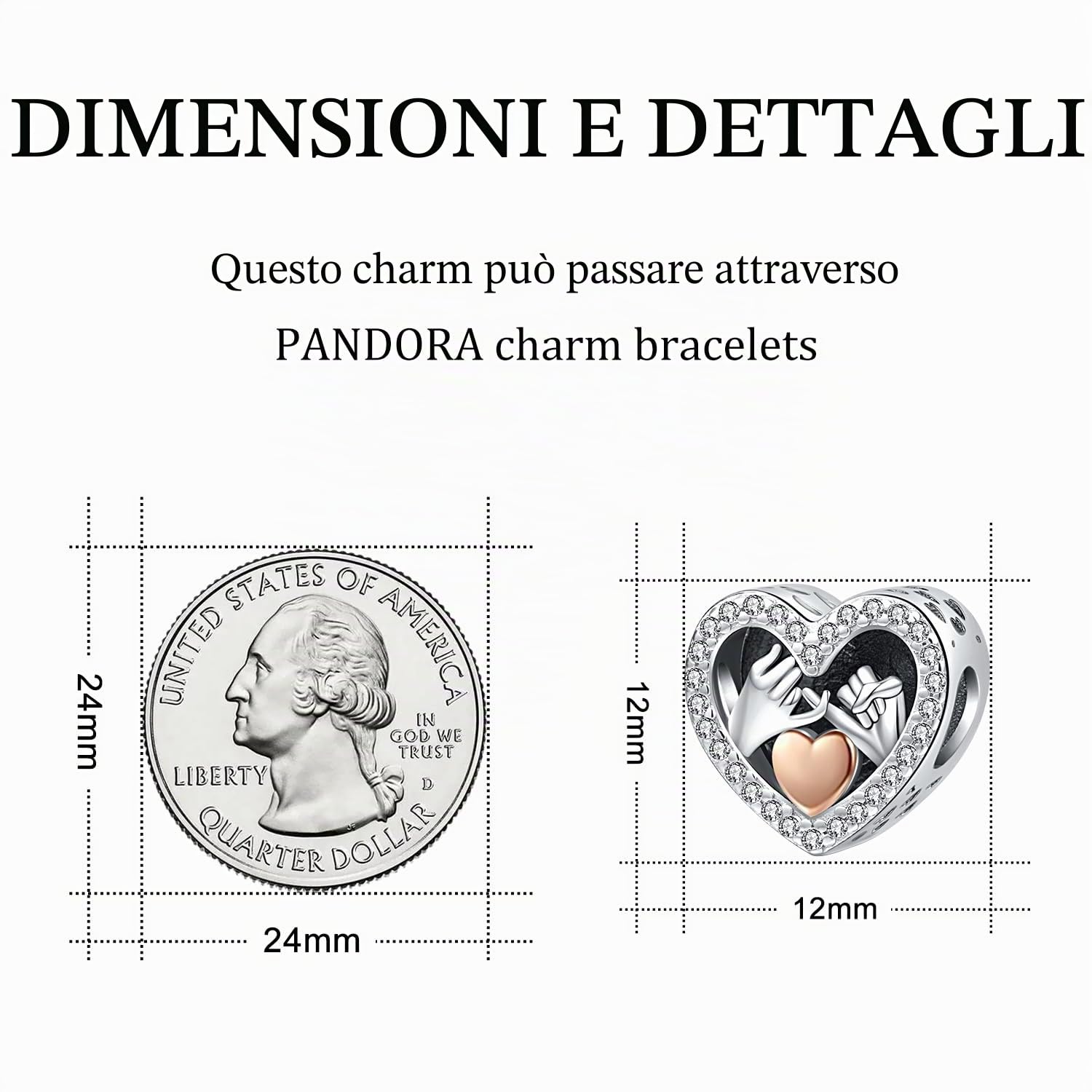 Charm Albero della vita/Cuore/Bussola/Sorelle/mano di Fatima in Argento Sterling 925, charm Pandora, charm ciondolo compatibile per braccialetti e collane europei, miglior regalo per donne e ragazze