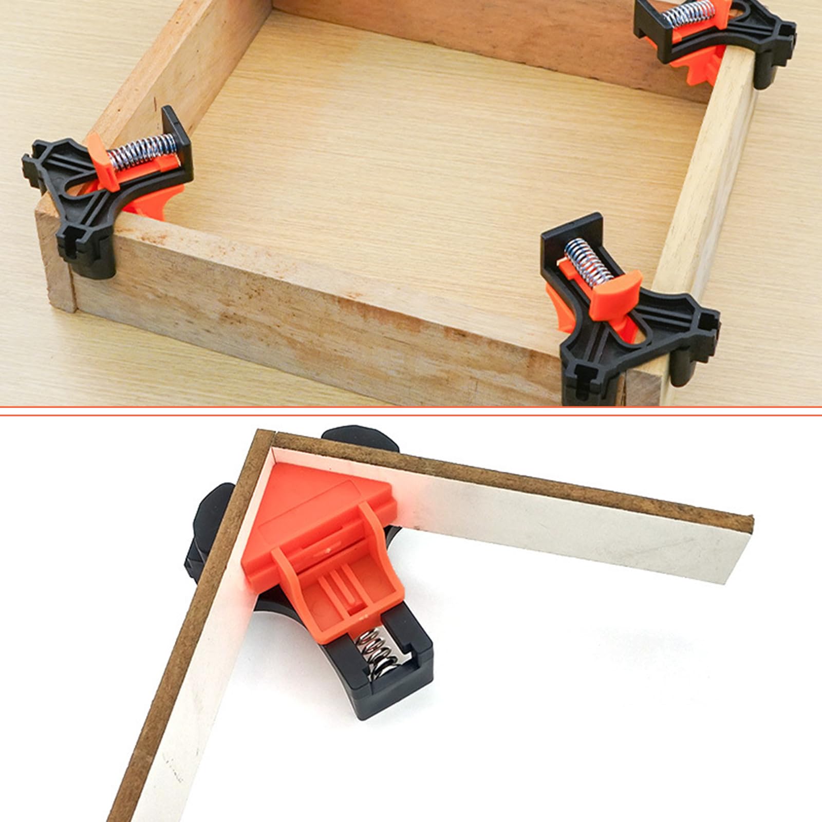 Set di 4 Morsetti Angolari 90° per Legno, Campo 5–22 mm | Squadra di serraggio per falegnameria, mobili e cornici