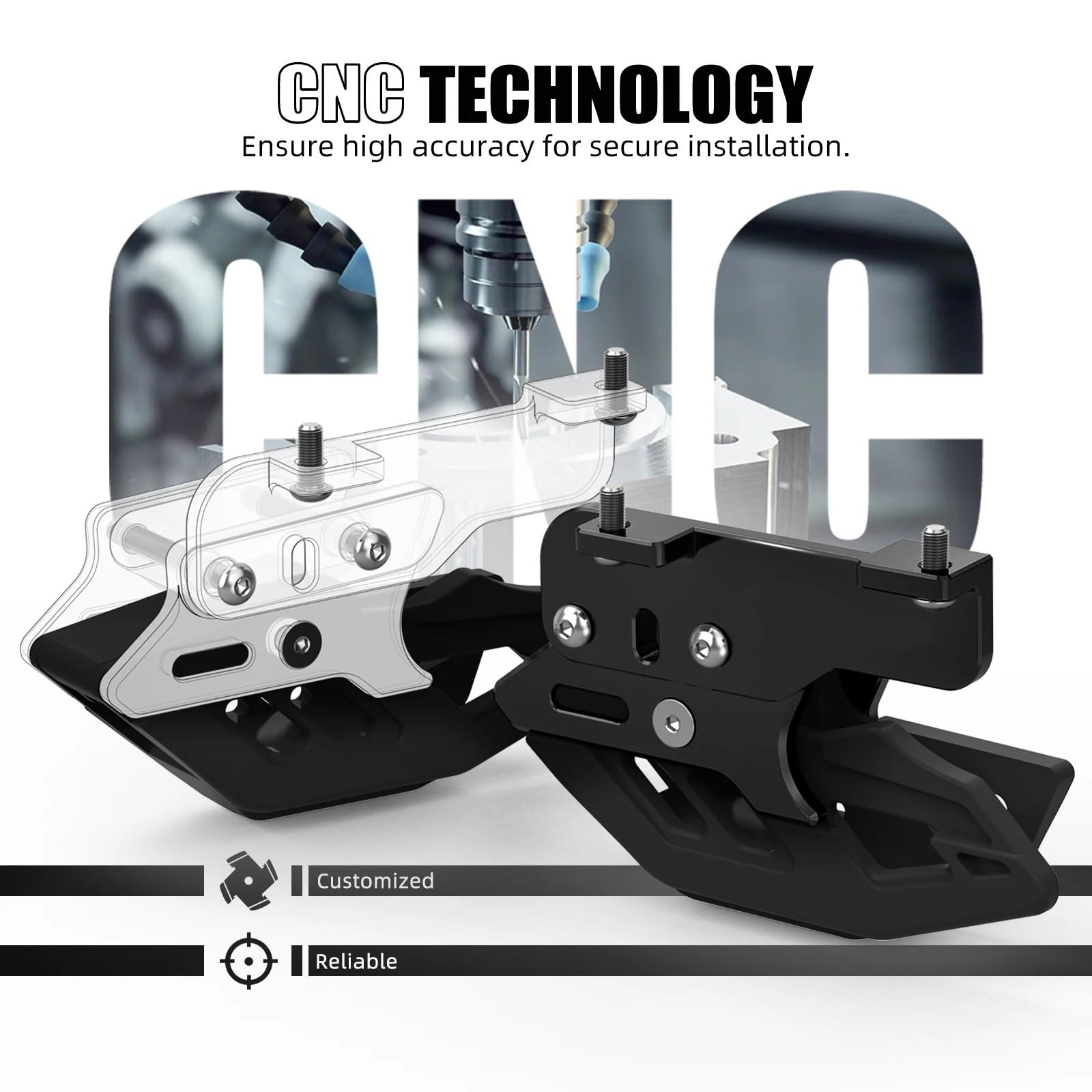 Osłona łańcucha Łańcuch Motocyklowy Prowadnica Stabilizator Koło Pasowe Pasuje Do Yam&aha Tenere 700/Rally Edition XTZ700 700 World Raid Motocyklowego Łańcucha Ochraniacz(Black)