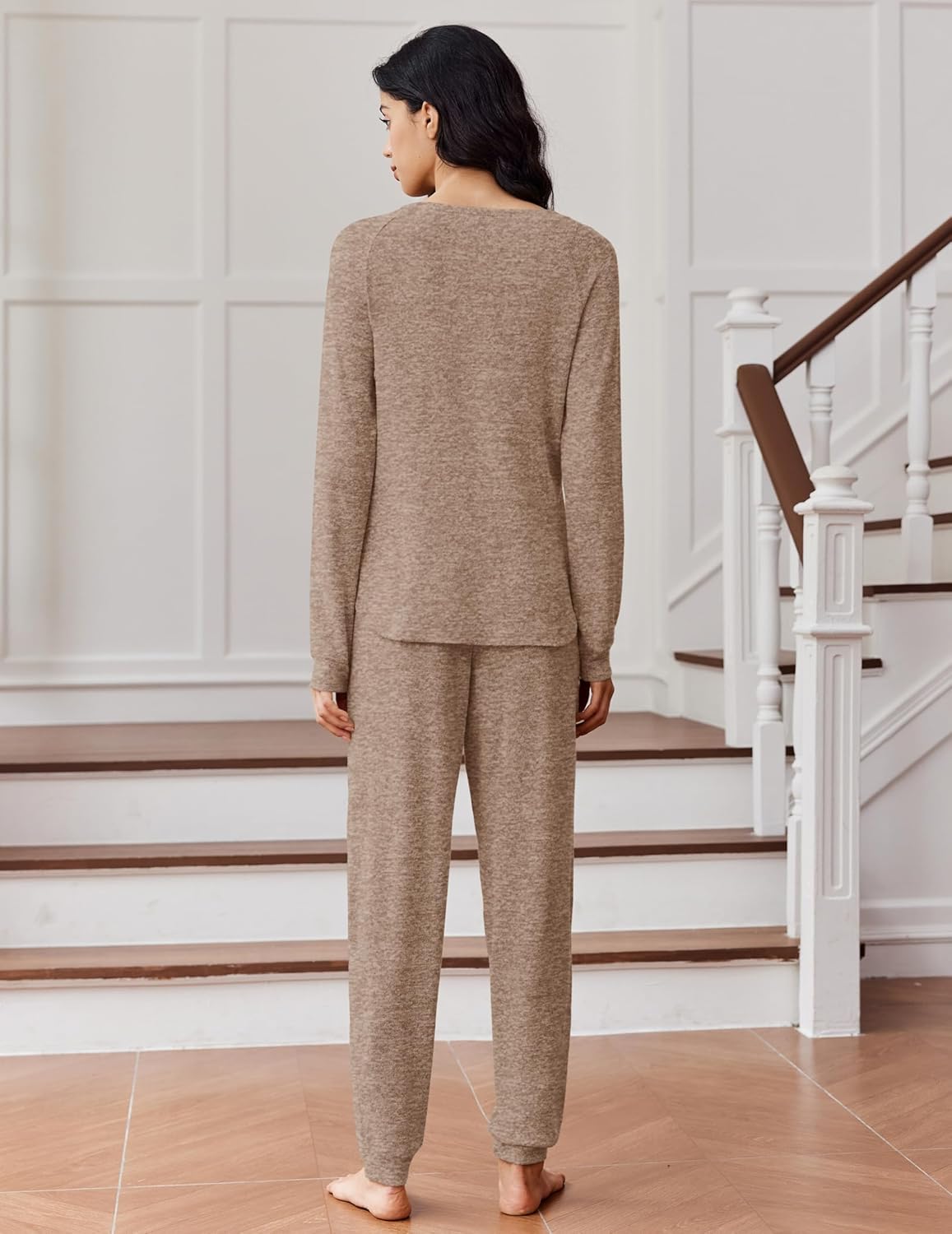 Ekouaer Womens Pajamas Set Long Sleeve Loungewear Soft Lounge Set Joggers with Pockets - Image 4