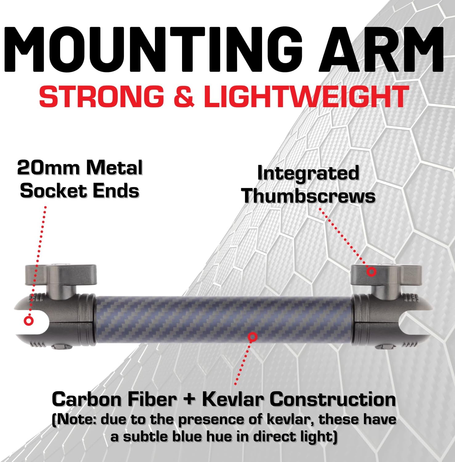 Bulletpoint Mounting Solutions Dash Mount 8.26" Arm Compatible with iPhone and Android Smartphones - Fits 20mm Attachment Ball