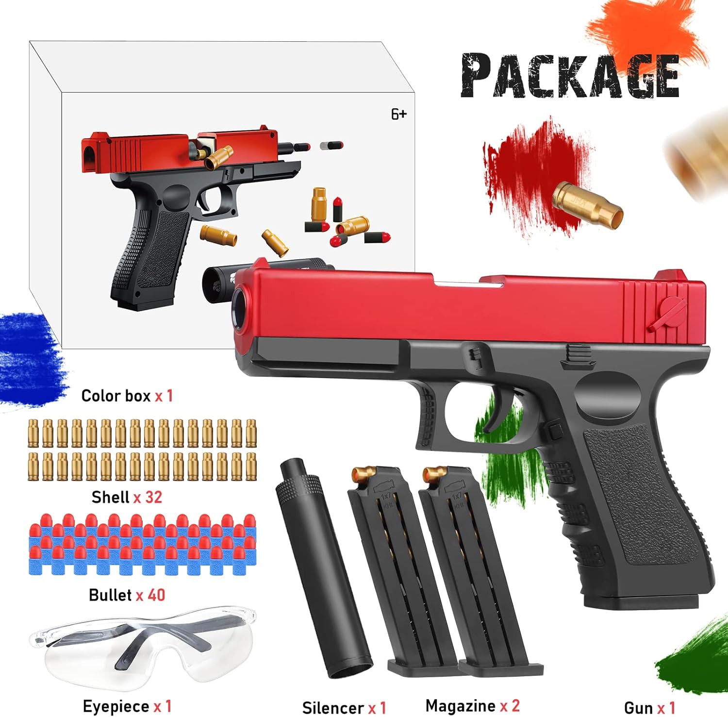 Toy Gun with Jump Ejectinging Magazine, Soft Bullets & Pull Back Action, Pistol Toys Foam Blaster Soft Bullet Play Gun with 40 Pcs Darts, Education Toy Model for 6,7,8,9,15+ Kids Gifts : Toys & Games