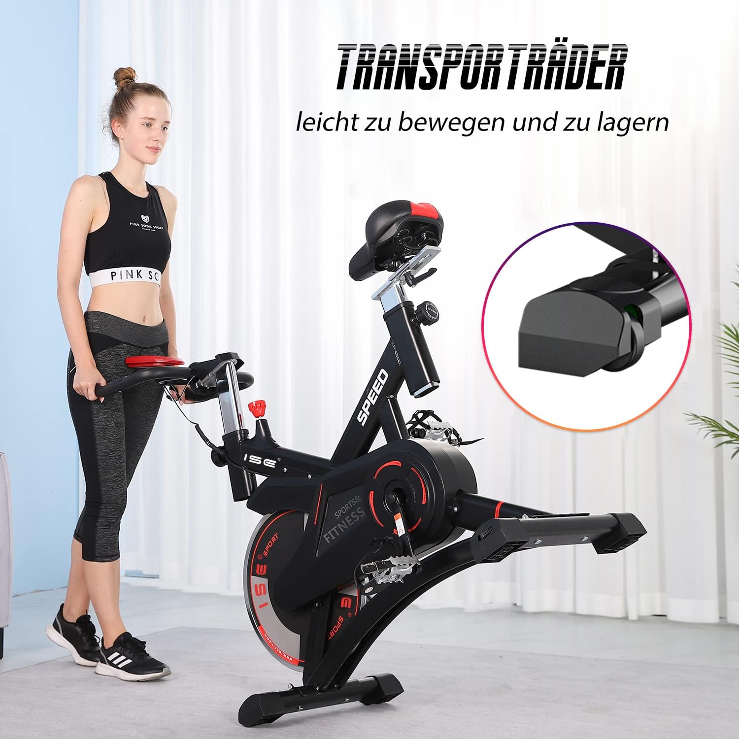 ISE Aktualisierte Heimtrainer Fahrrad,Hometrainer Fahrrad mit Verstellbarem Widerstand,Indoor Bike mit Flüsterleise,Schweres Schwungrad und Verbesserter LCD-Monitor,Indoor Cycling Bike