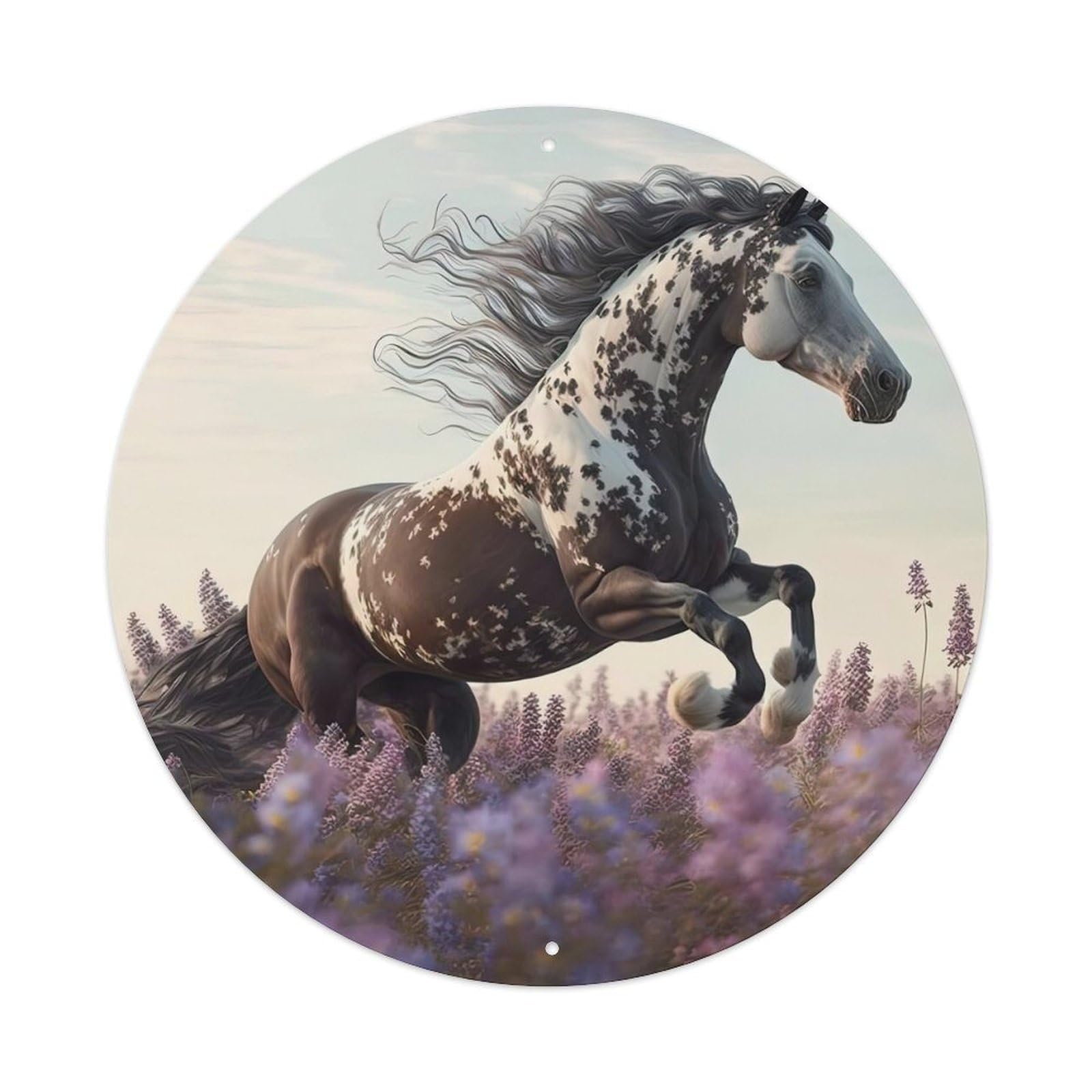 Horse Art Beautiful Horses Vintage Metal Tin Sign Plaque Wall Decor for Cafe, Club, Garden Round Metal Poster 8x8Inch