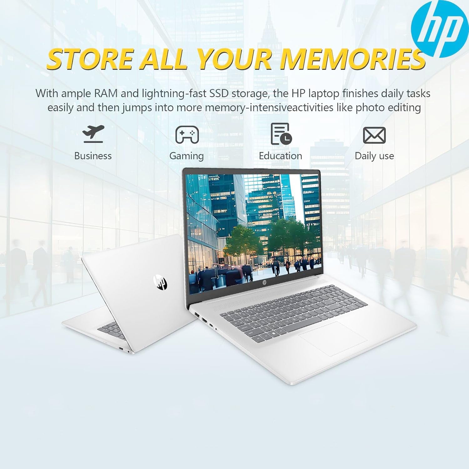 HP 17.3 inch Laptop with Lifetime Office 365 for The Web, Intel 13th 8 Cores i3 CPU (Beat 11th i5), 8GB RAM, 256GB SSD Storage, Windows 11, No Mouse
