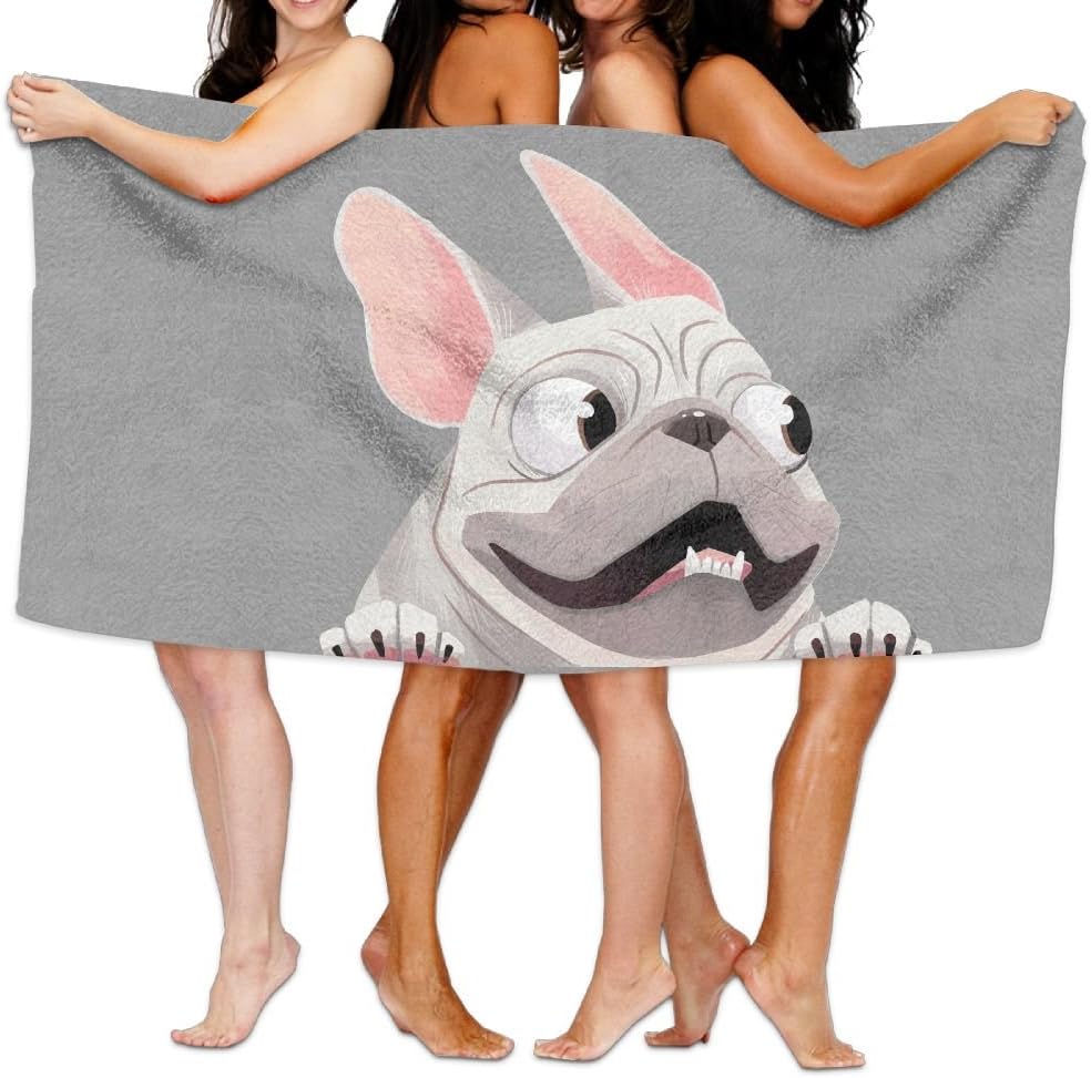 KAYERDELLE Unisex French Bulldog Beach Towels Washcloths Bath Towels For Teen Girls Adults Travel Towel Pool And Gym Use 31x51 Inches