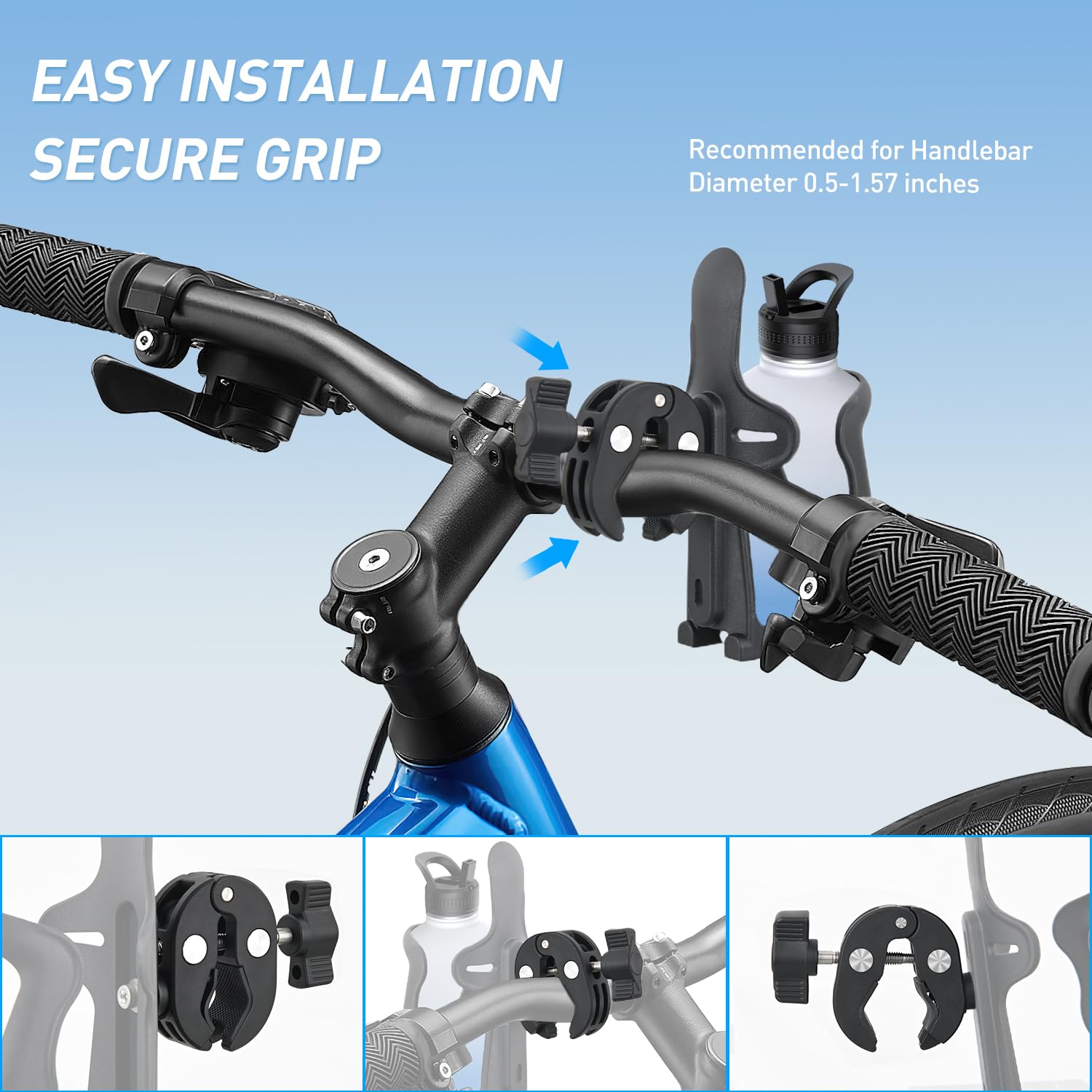 Porte-bouteille Réglable Pour Vélo Et Moto - Diamètre 55 à 78 Mm, Montage Universel