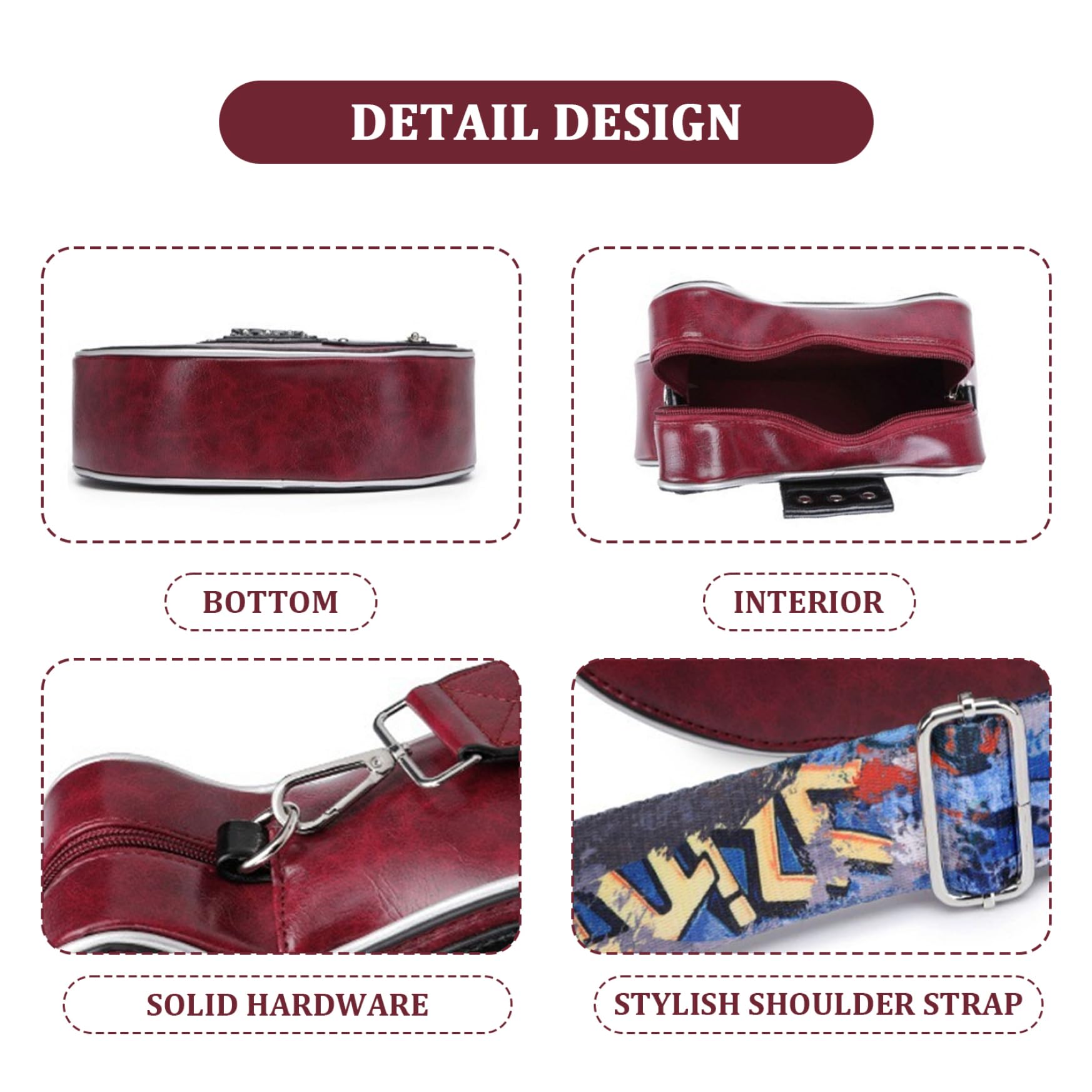 Borsa A Tracolla A Forma Di Chitarra In PU - 20x8x23 Cm - Accessorio Moda Unico Per Musicisti
