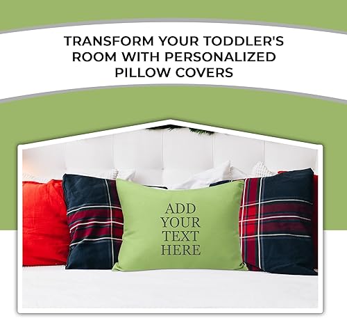 Miniatura 5 de Funda de almohada personalizada para niños pequeños, 14 x 20 pulgadas, microfibra súper suave con cierre de sobre, verde saga