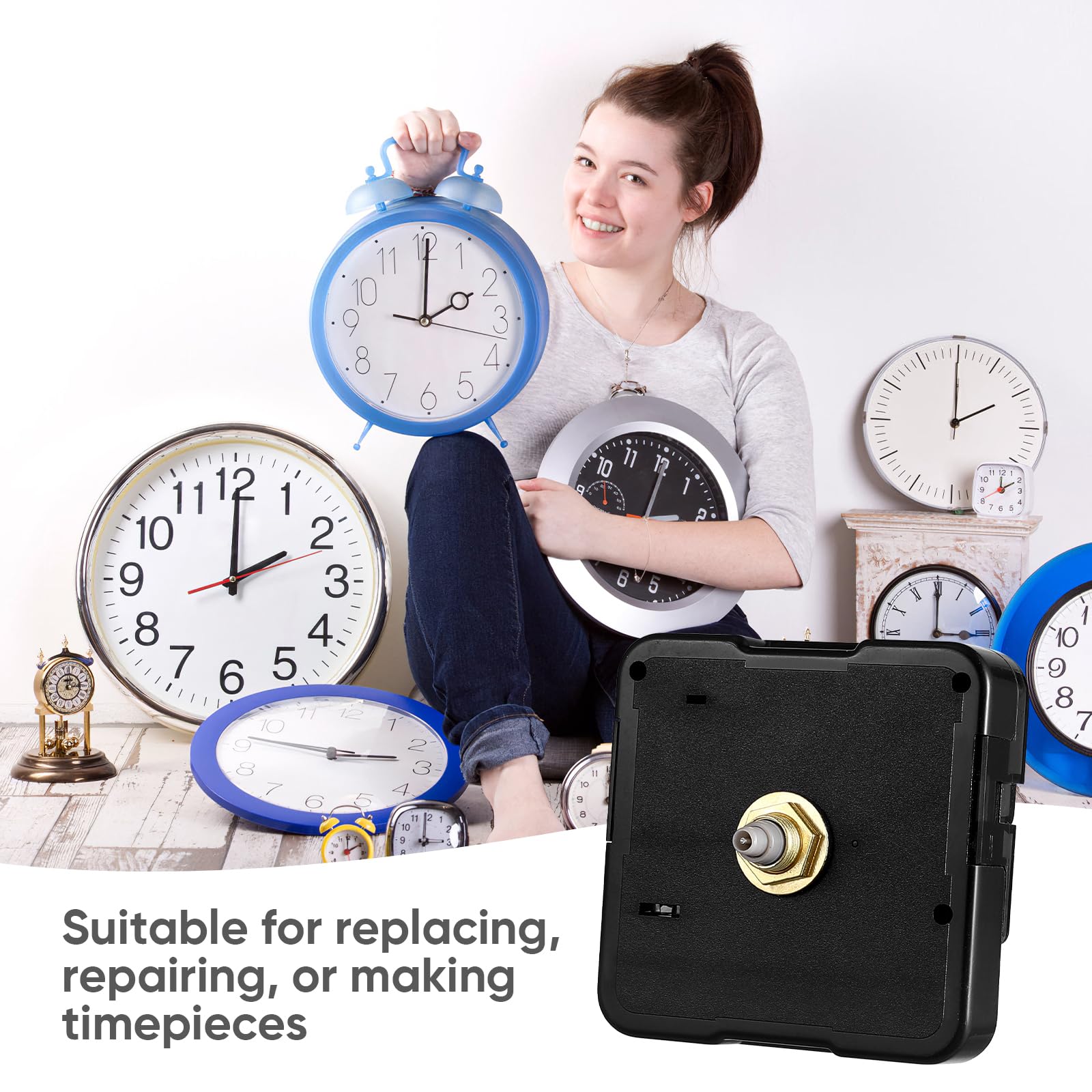 Kit Movimento Orologio Al Quarzo Silenzioso – Albero Lungo 17 Mm, Alimentato A Batteria, Per Riparazioni Fai Da Te