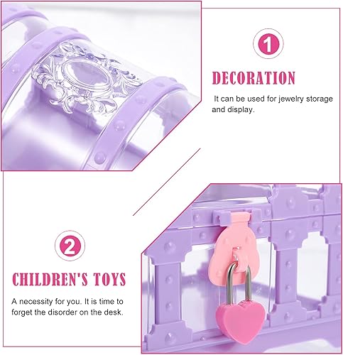 Vista 3 de balacoo Caja de joyería de 1 juego de caja de cofre del tesoro vintage para niñas, caja de joyería transparente, caja de regalo para niñas, señoras