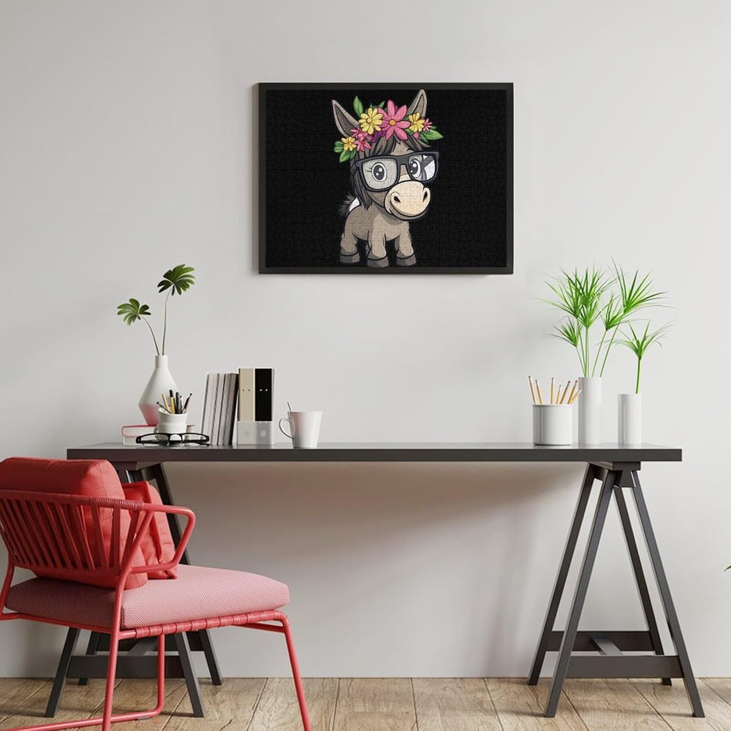 Donkey Floral Wood Puzzle Challenging Jigsaw Puzzles for Women Men