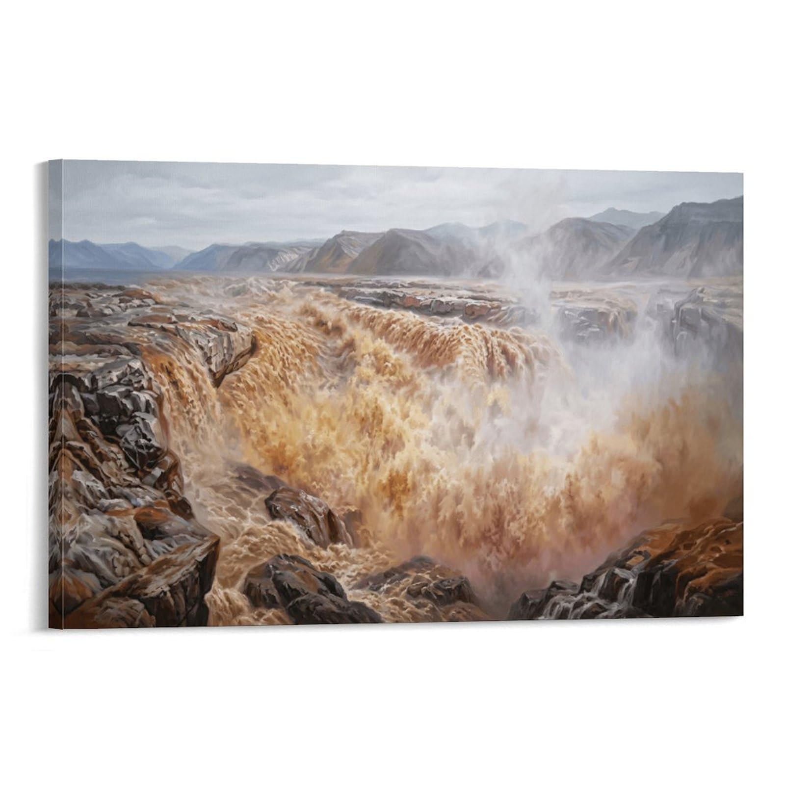 XPASHIQWC Yellow River Hukou Waterfall Poster Artwork Giclee Canvas Prints Modern Wall Art Picture Wall Hanging for Living Room Home Decorations 24x36inch(60x90cm)