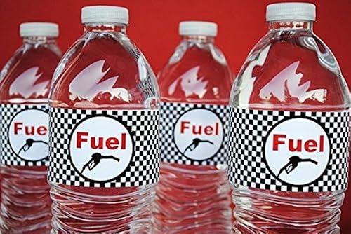 Miniatura 1 de Juego de 20 calcomanías para botellas de autos de carreras, 20 calcomanías para botellas de agua, etiquetas para botellas de agua de autos de