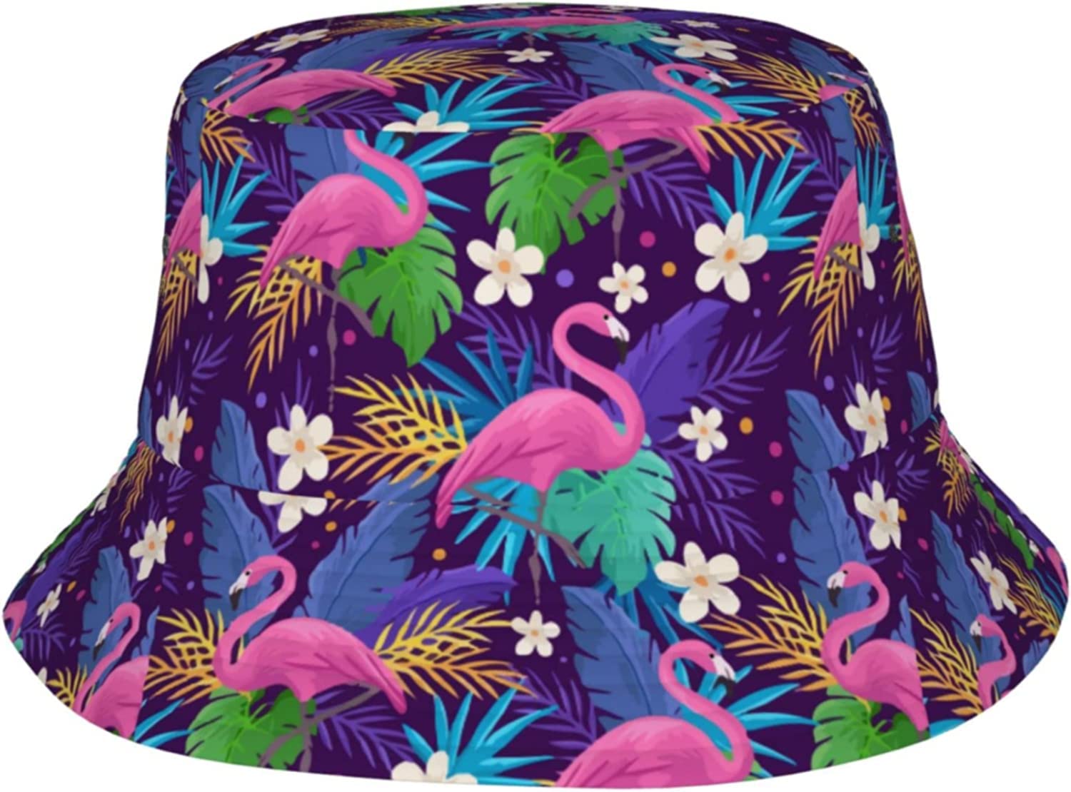 Aooedm Unisex As Pic Painting Purple Flamingo Flower Bucket Hat Sun Hats Fishing Cap