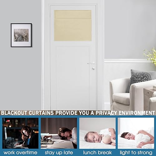 Miniatura 6 de WdFour - Cortinas opacas suaves de satén, aspecto de seda, cortinas de privacidad para puerta francesa, paneles fáciles de instalar, 25 pulgadas