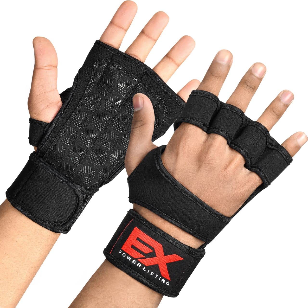 Weight Lifting Gloves with Wrist Wraps, Extra Grip Full Palm Protection for Exercise Gym Workout, Cross Training, Cross Training, Women & Men