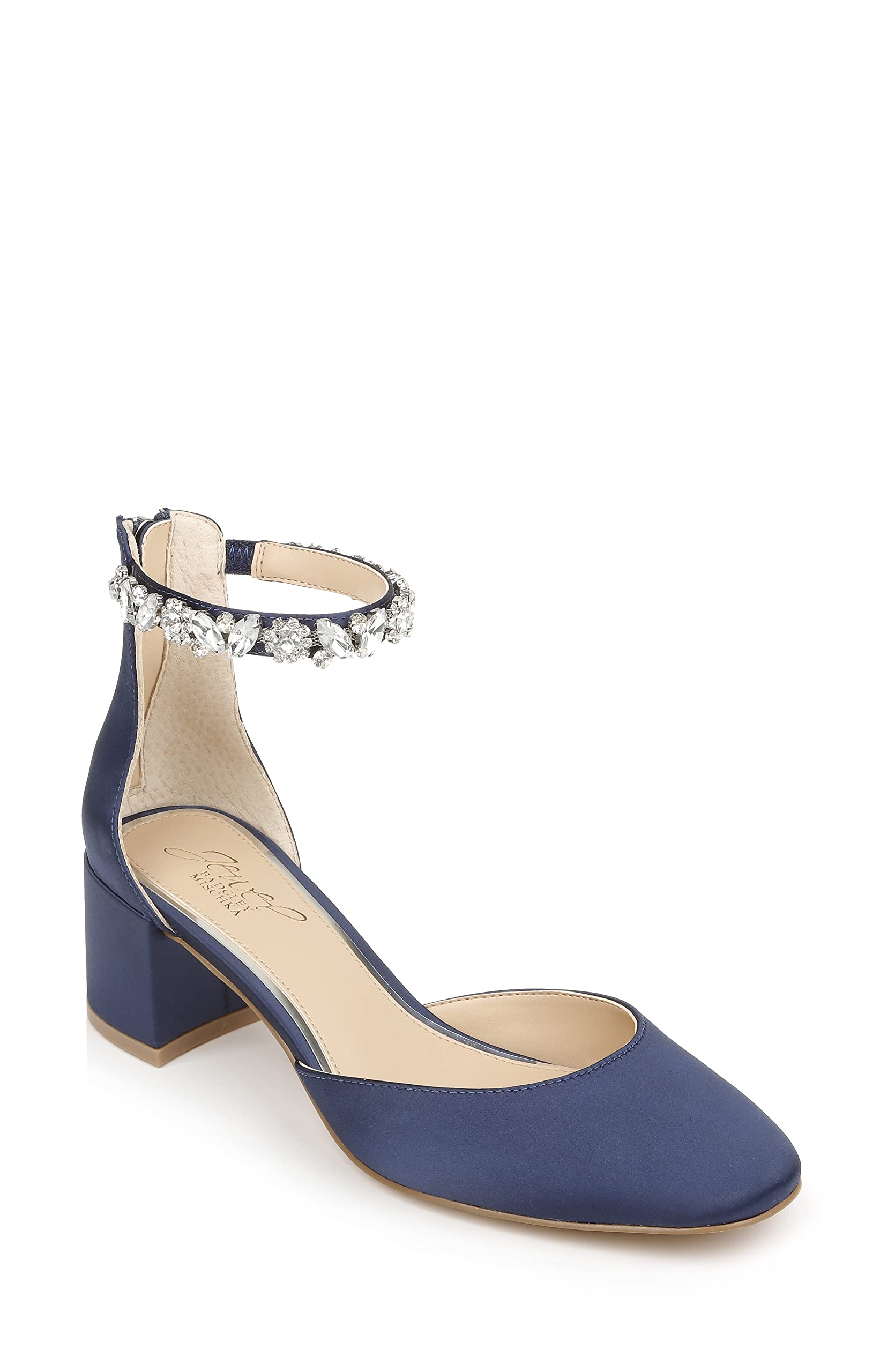 Jewel Badgley Mischka Women's Cathleen Pump, Navy Satin, 6.5 UK