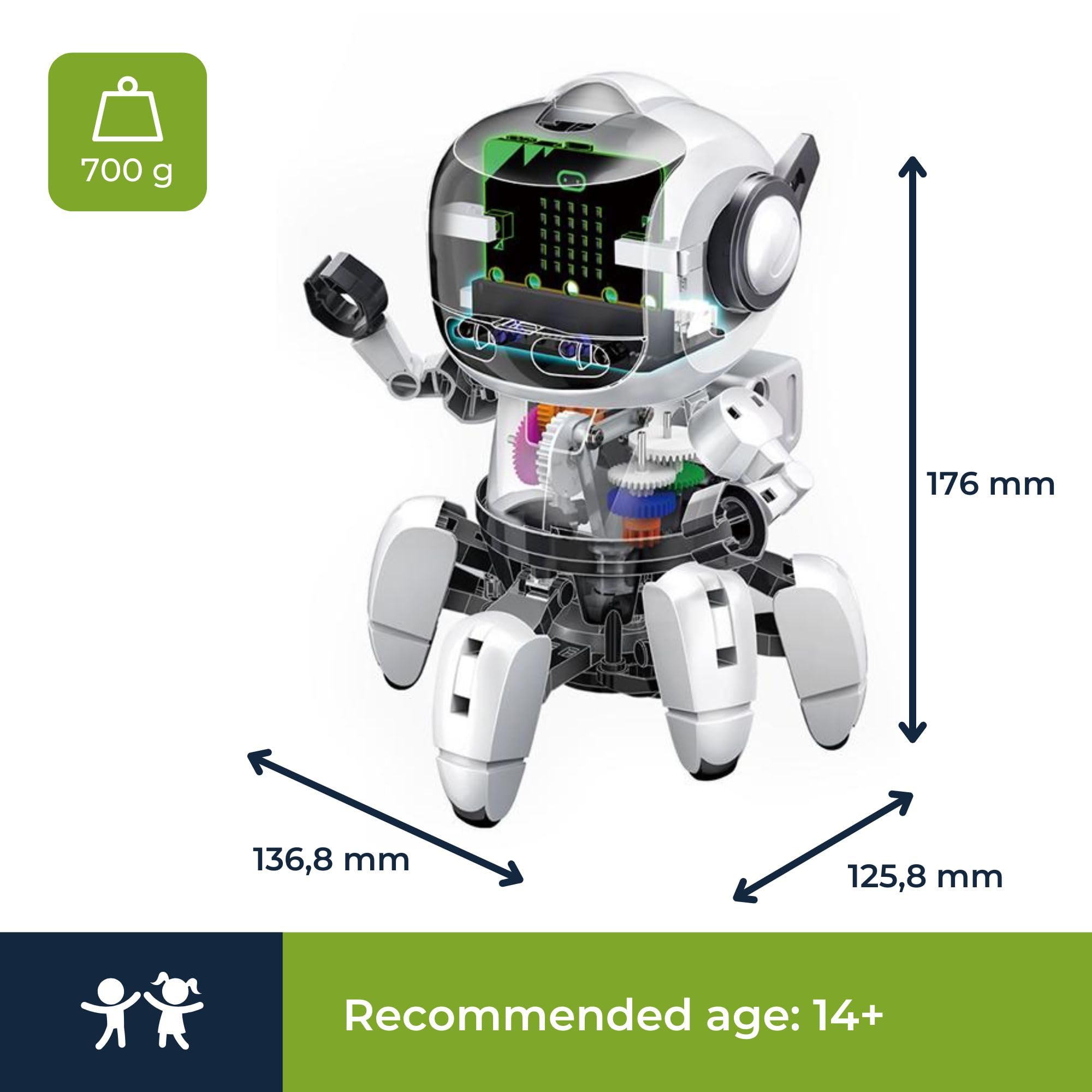 Velleman Robot edukacyjny Tobbie II z micro:bit, zestaw STEM z czujnikami i silnikiem, ucz się programowania z interaktywnym robotem dla młodzieży i dorosłych, działa na baterie