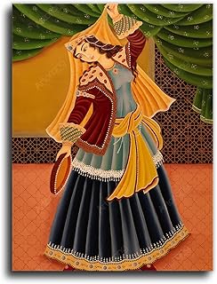 Persian girl playing the tambourine, Iran, Qajar dynasty wall art, Iranian canvas prints wall art for your unique home decoration, Iranian painting, Persian gift 40x50 CM (16"x20")