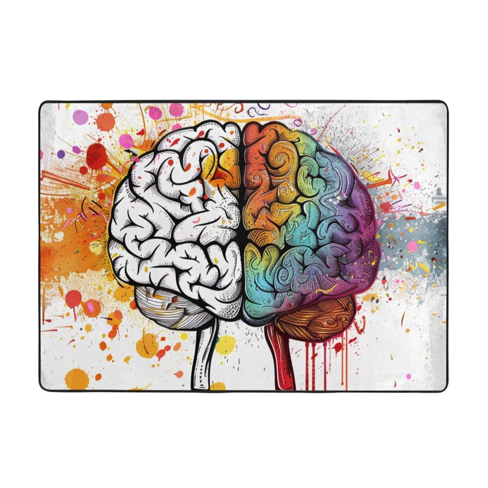 Tapis de sol cerveau gauche droit pour salon : grand tapis de jeu confortable