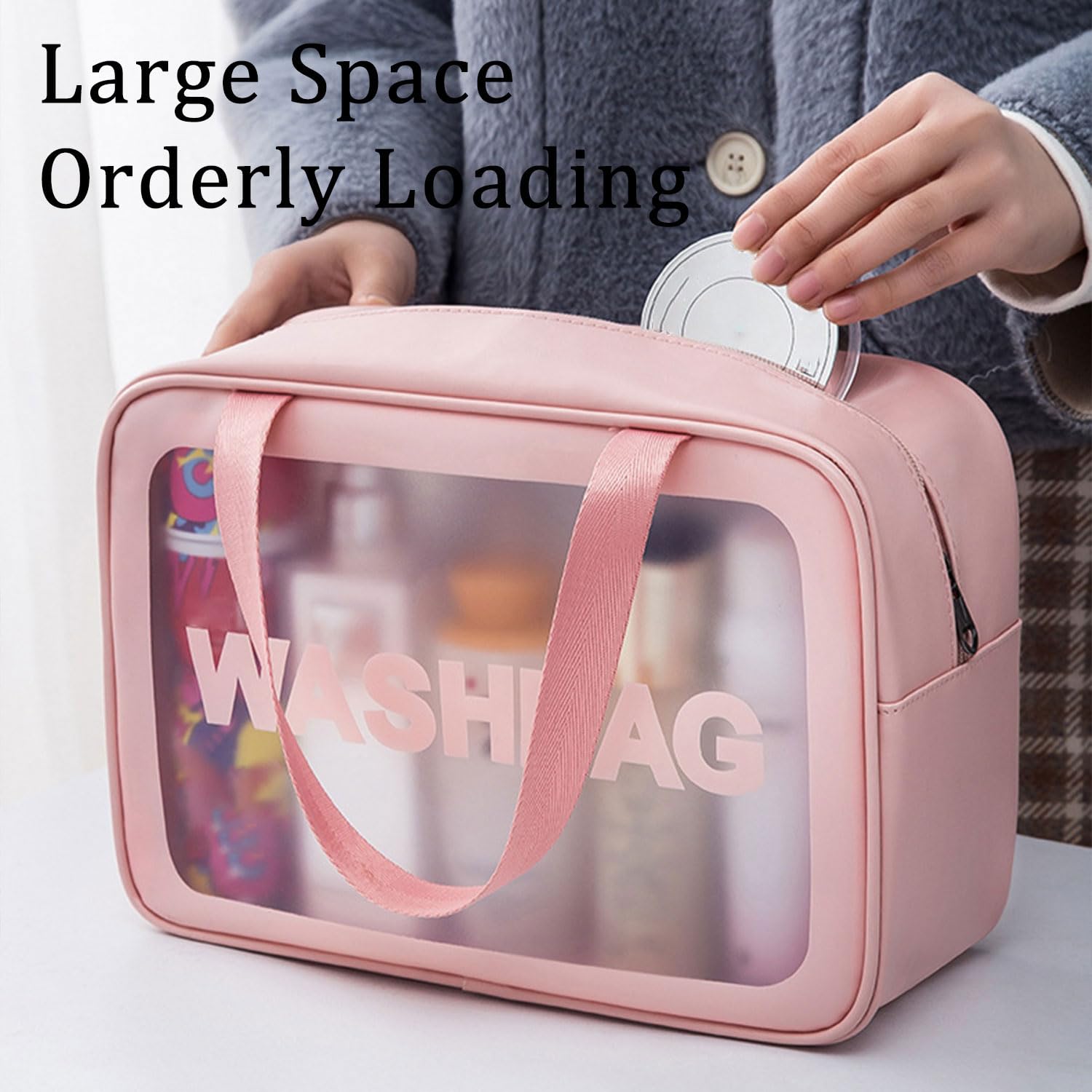 TAIXING Transparenter Reise-Kulturbeutel Wasserdicht – Mit Kleiner Make-up-Tasche, Trocken-/Nassfach