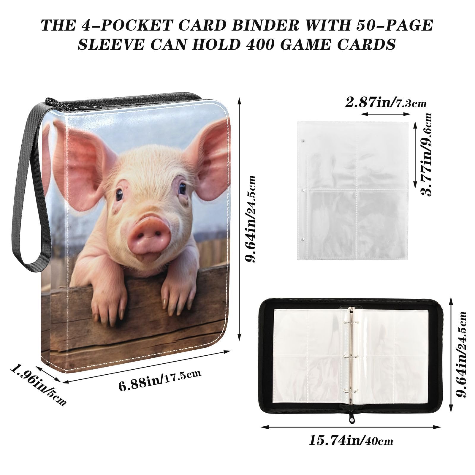 Amazon.com: Coikll Cute Pig Card Binder with 50 Removable Page