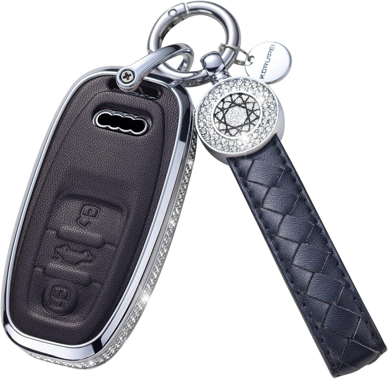 KGAIXN Silicone Key Fob Cover Case with Keychain for Car Keys, Model 3(black)