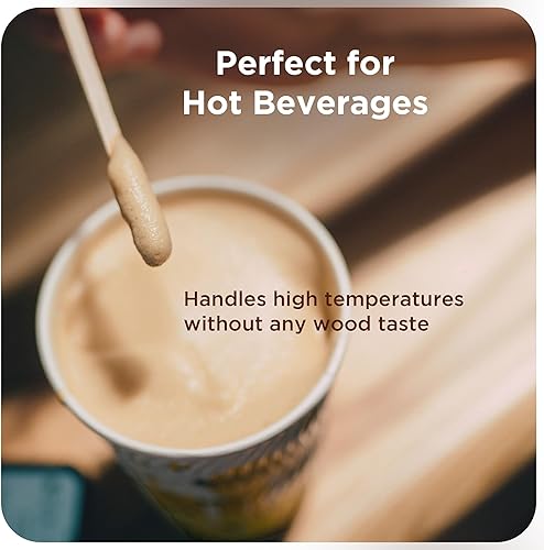Miniatura 5 de Makerstep Agitadores de café de madera de abedul, palitos de café de 7 pulgadas (paquete de 1000) respetuosos con el medio ambiente, palos de madera