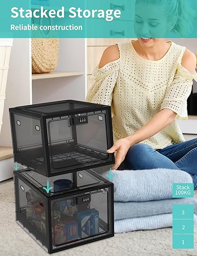 Vista 13 de Caja de bloqueo grande para medicamentos seguros, caja de almacenamiento con cerradura para refrigerador/aperitivos, cajas de bloqueo para teléfono