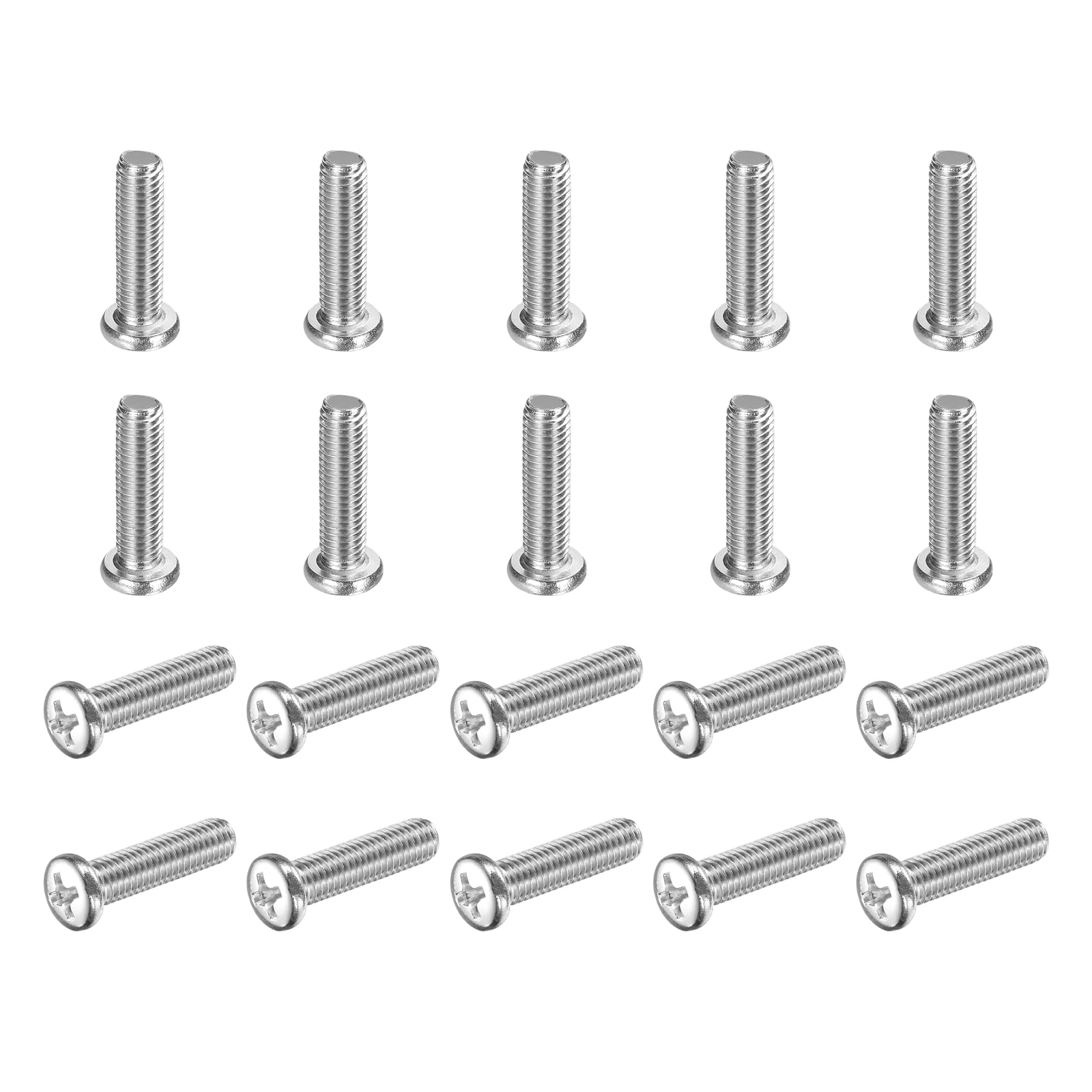 sourcing map 100 Pcs M5x20-0.8mm Phillips Pan Head Machine Screws, Carbon Steel Full Thread โ image 1