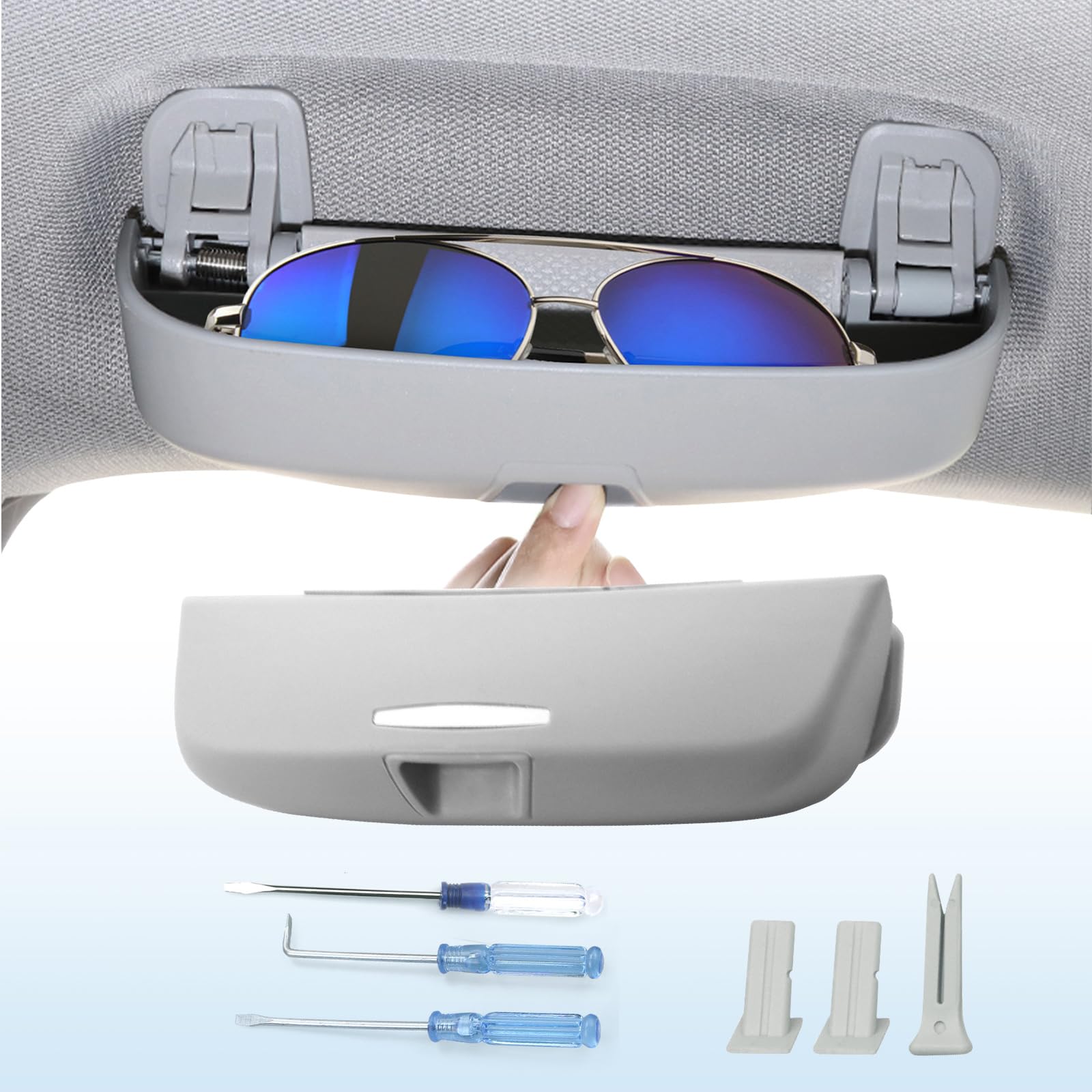 Coleya Estuches de Gafas para Coche Compatible con VW Golf 8 2020-2024, Soporte para Gafas de Sol para Coche, Funda para Gafas de Coche, Golf 8 Accesorio Caja de Gafas (Gris)