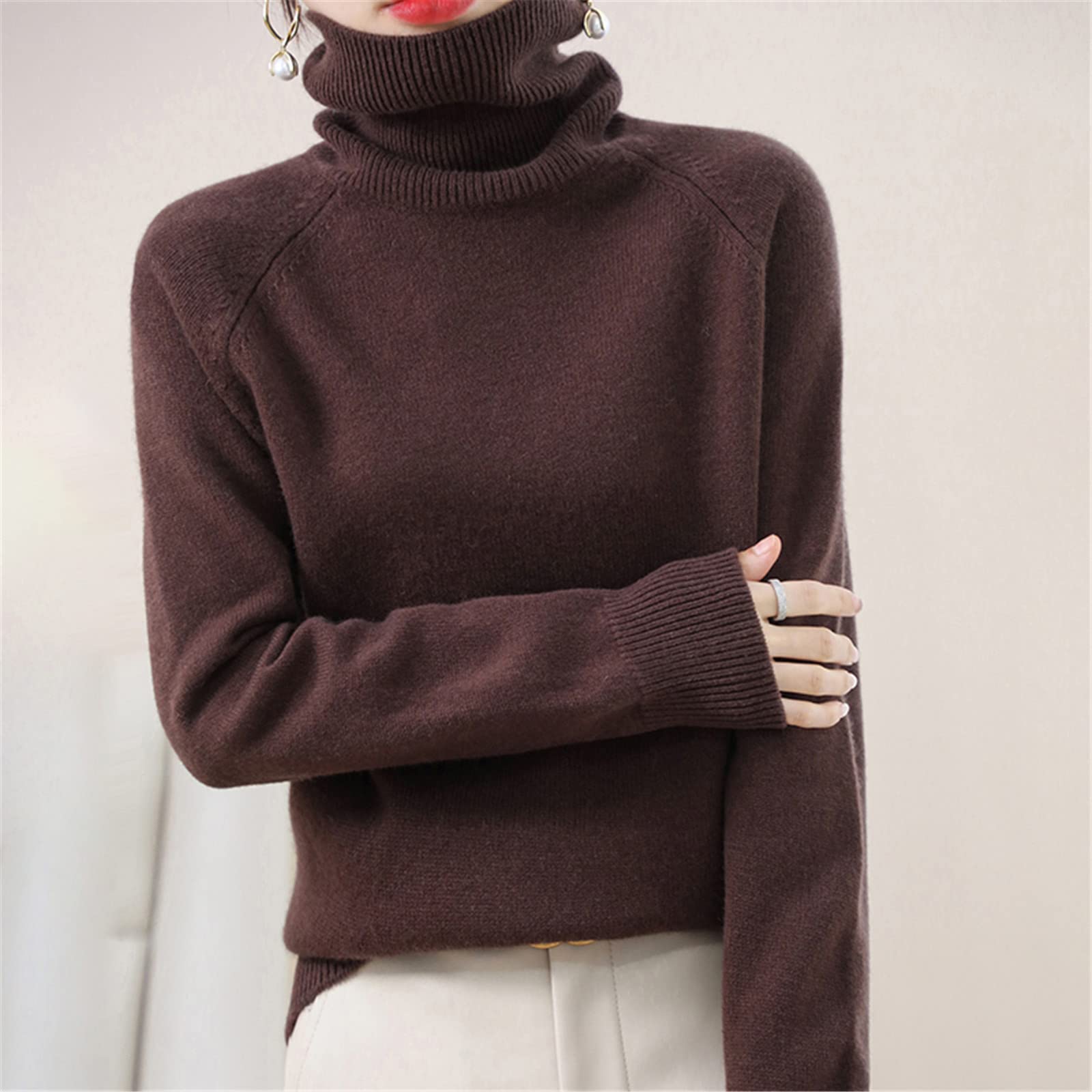 Suéter de mujer de otoño e invierno suéter de cachemira de manga larga casual suéter básico