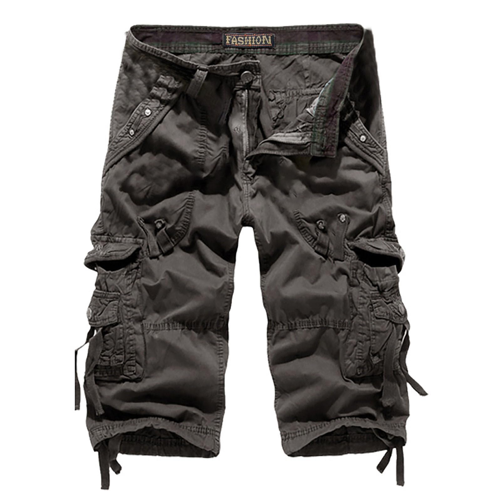 Arbeitshosen Männer 3/4 Arbeitshose Herren Kurz Dreiviertel Taktische Hose Kurze Cargo Hosen mit 6 Taschen Wandershorts Arbeitsshorts Outdoor Sporthose Cargohose Herrenhosen Sommerhosen