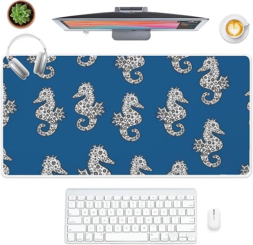 Vintage Seahorse Mouse Pad Large Gaming Keyboard with Non- Slip Rubber Base Smooth Face Desktop Mats for Desk Deskmat Escritorio Gamer for School