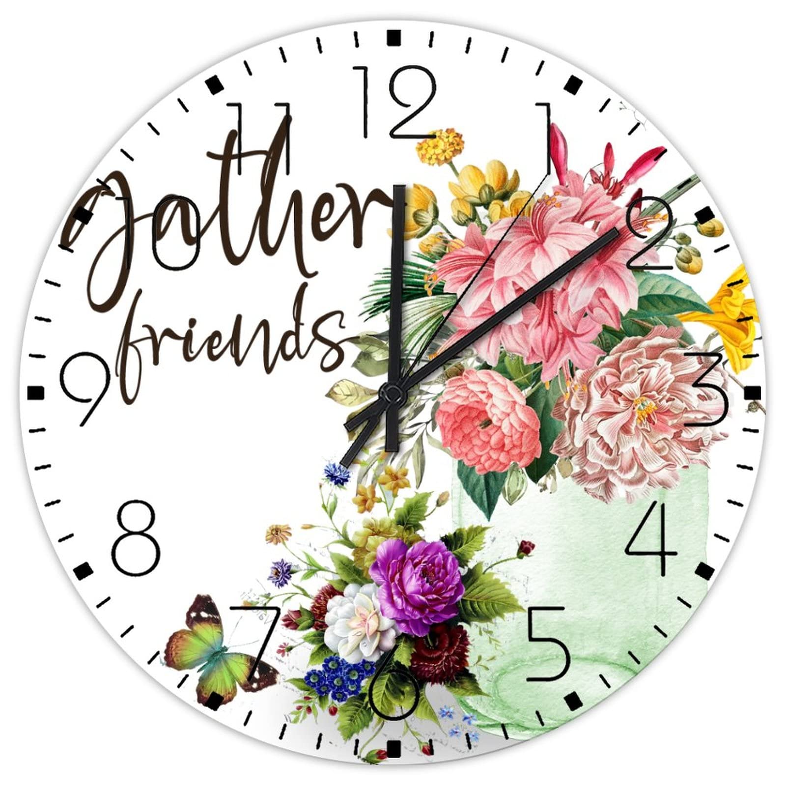 Horloge florale aquarelle en bois pour une chambre de fille apaisante