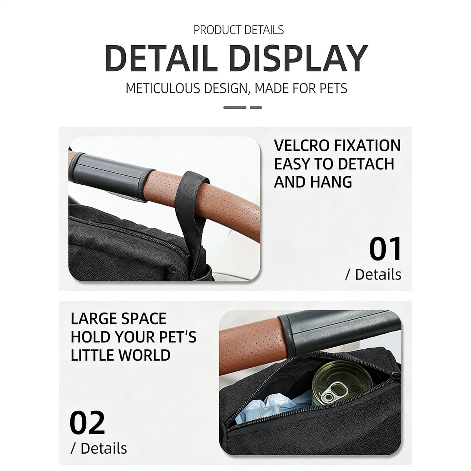 Organisateur de poussette pour animaux | Grande capacité, fermeture à glissière anti-dérapante, pochette de voyage pour chiot | Sac de poussette pour chiot - Pour maison intérieur extérieur camping pi