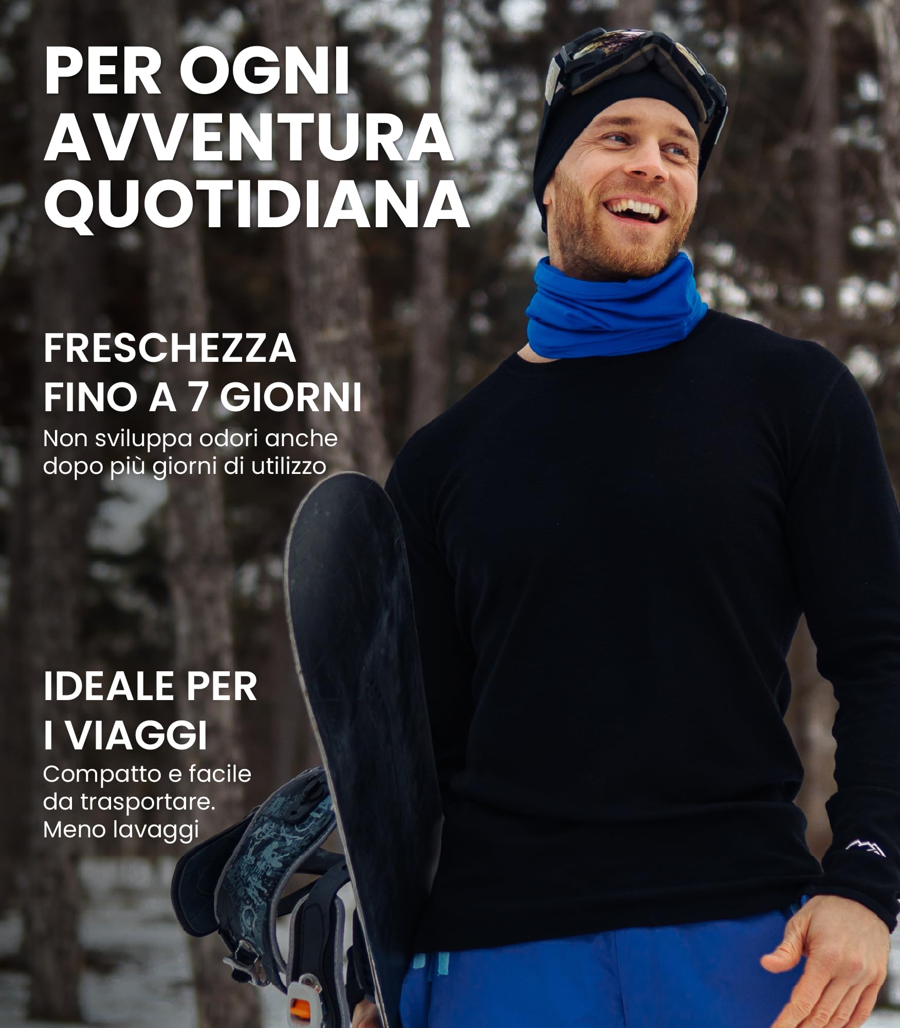 Merino.tech Maglia Termica Lana Merino Uomo - 100% Intimo Termico Lana Merino Uomo Leggero, Medio, Pesante con Calzini - 5