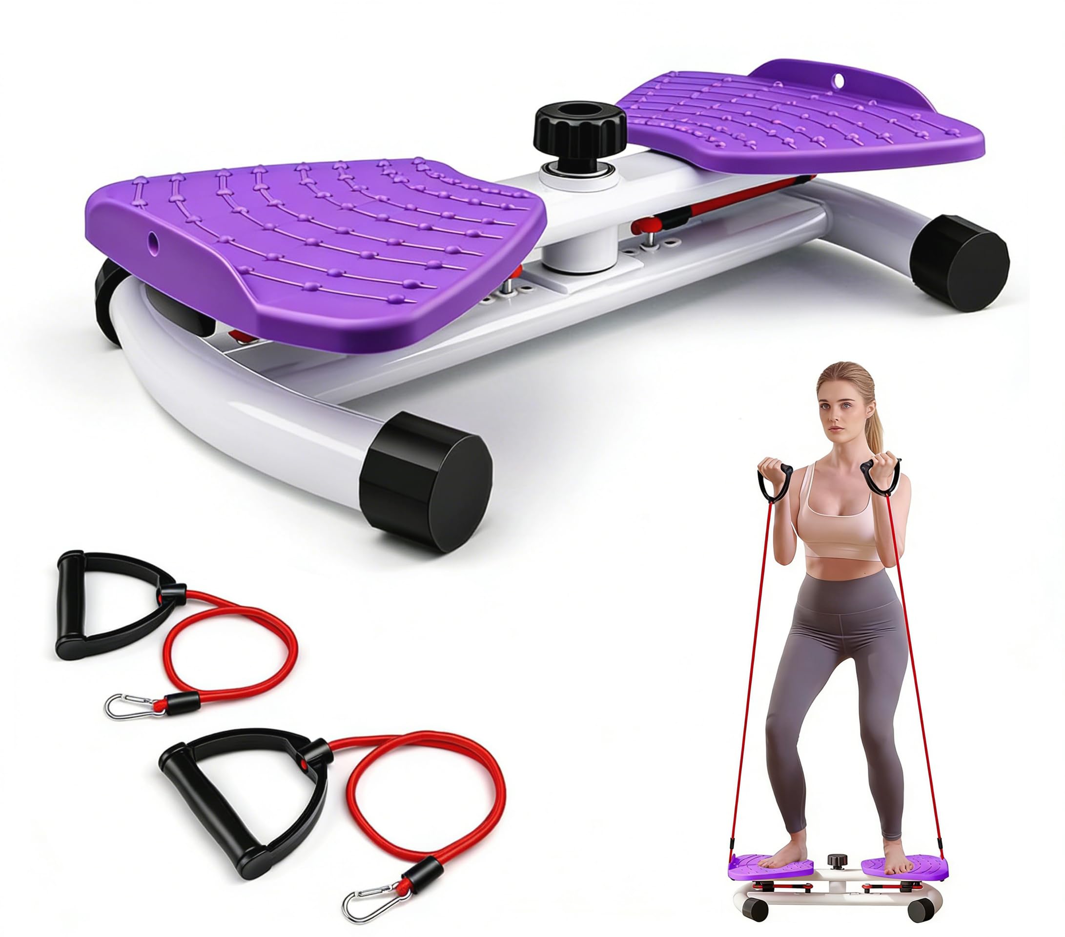 Planche d'exercice Twist Board, Torsion Disque de Taille avec 2 Bande de Résistance, Twist Waist Disc Board, Appareil de Torsion de la Taille pour Entraînement des Abdominaux Perte de Poids