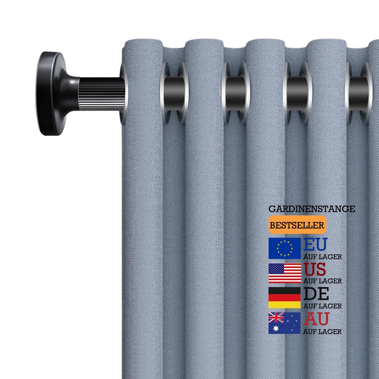 Tringle à rideaux télescopique multifonctionnelle, sans perçage, 115 à 565 cm, noir mat, extensible, extra longue, pour cloison, rideau et balcon