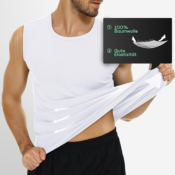FALARY Canottiera Uomo Pacco da 3 Canotta Palestra Uomo 100% Cotone S-5XL Bianco Nero Marino Oliva - 3