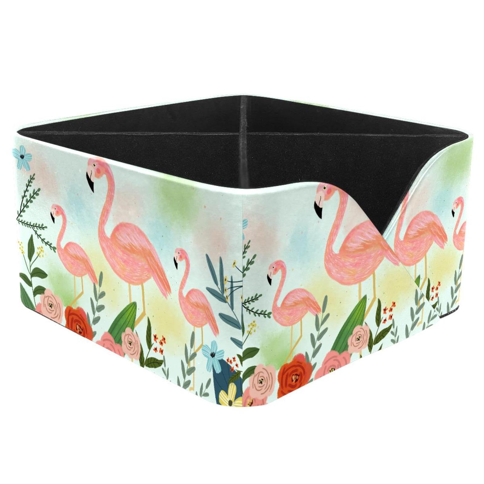 KengjuTesu Flamingos Desktop Organizer Pen Holder, Rectangular Pencil Cup for Office, Study and Makeup Stations