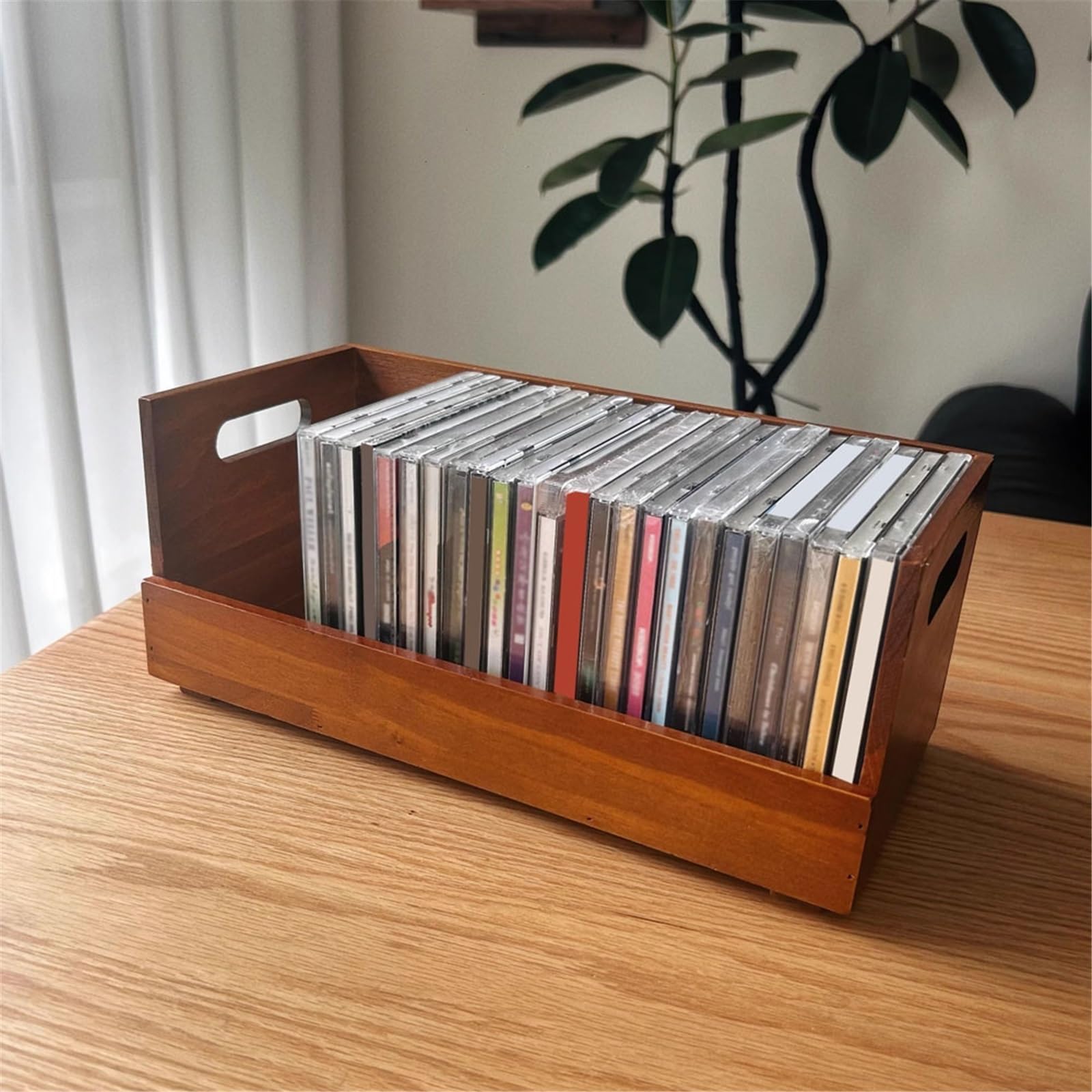 Custodia per CD Porta CD in legno retrò for conservare i dischi, tavolo da casa, scatola for album Portadischi