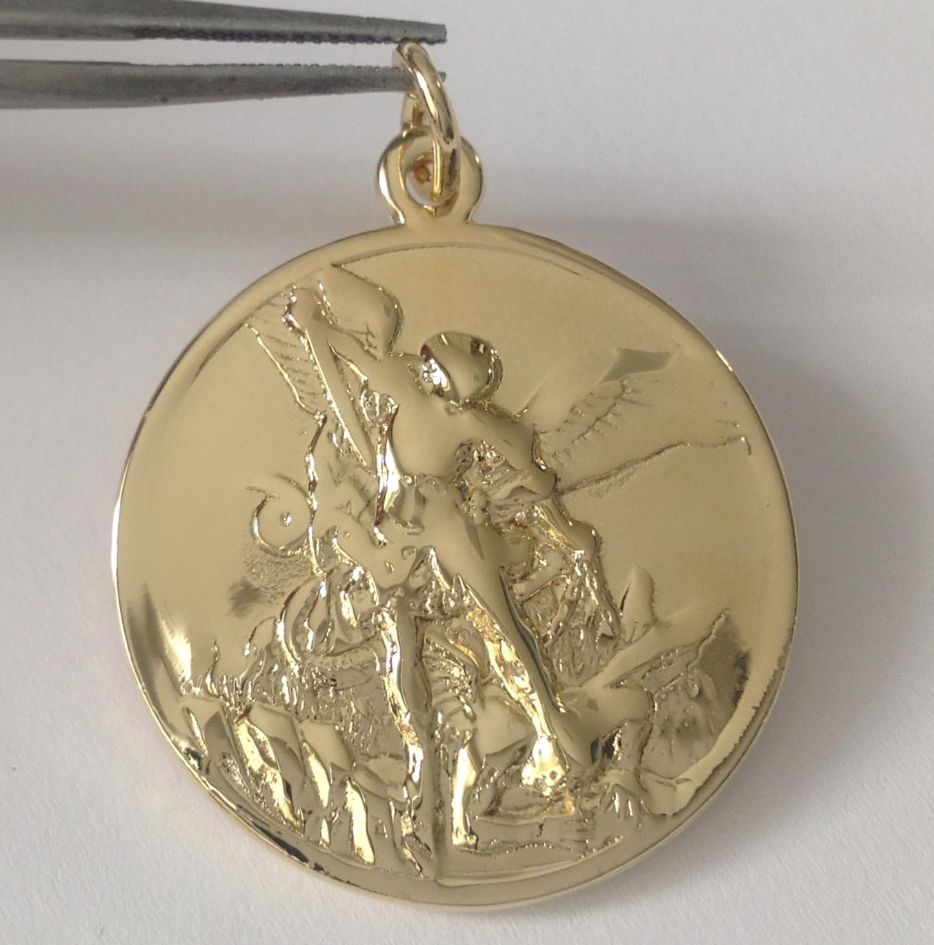 I G J Medalik św. Anioła Michaela – pozłacany (gwarantowany) – duży rozmiar – 32 mm