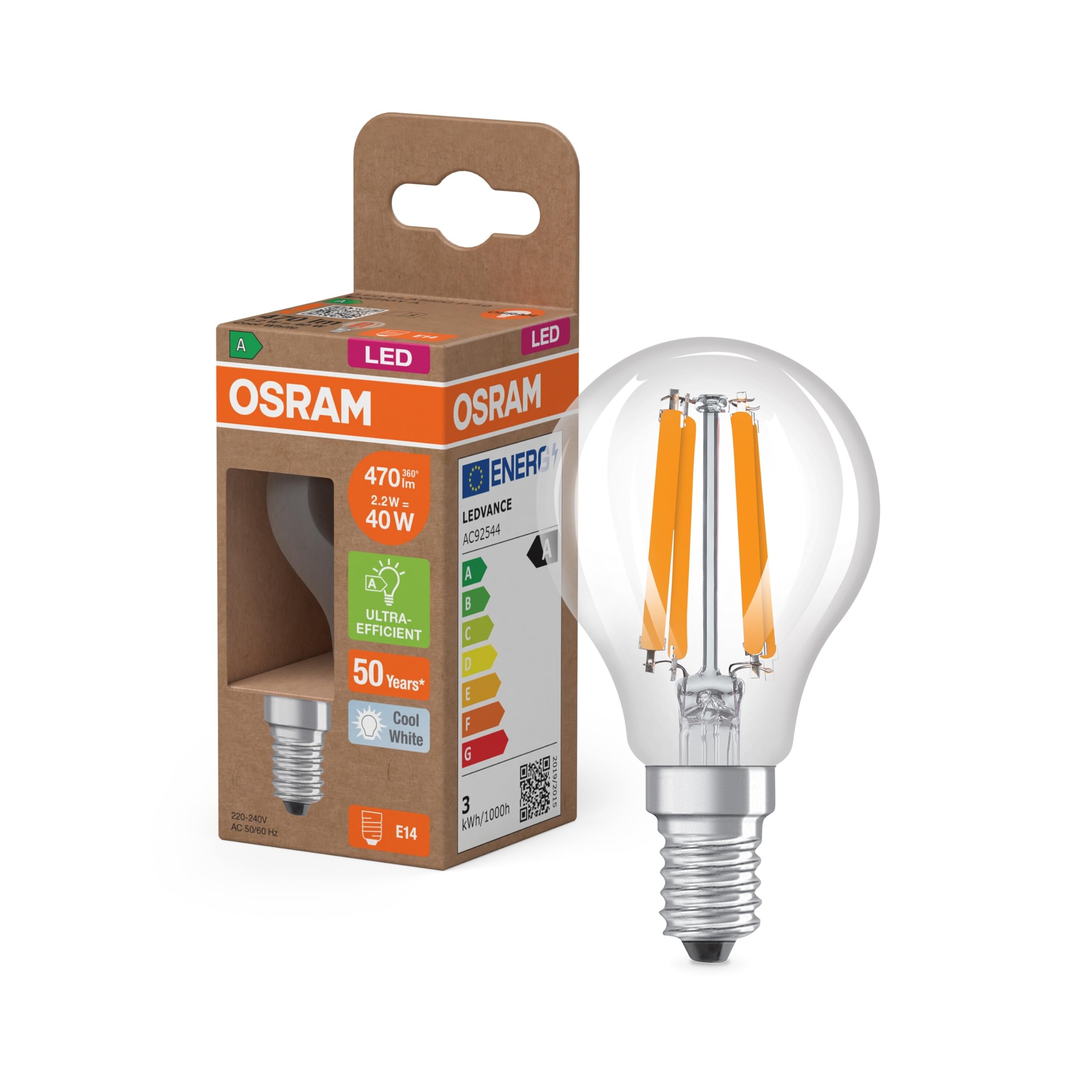Osram Filament Led Bulb E14 2.2W 4000K 470Lm