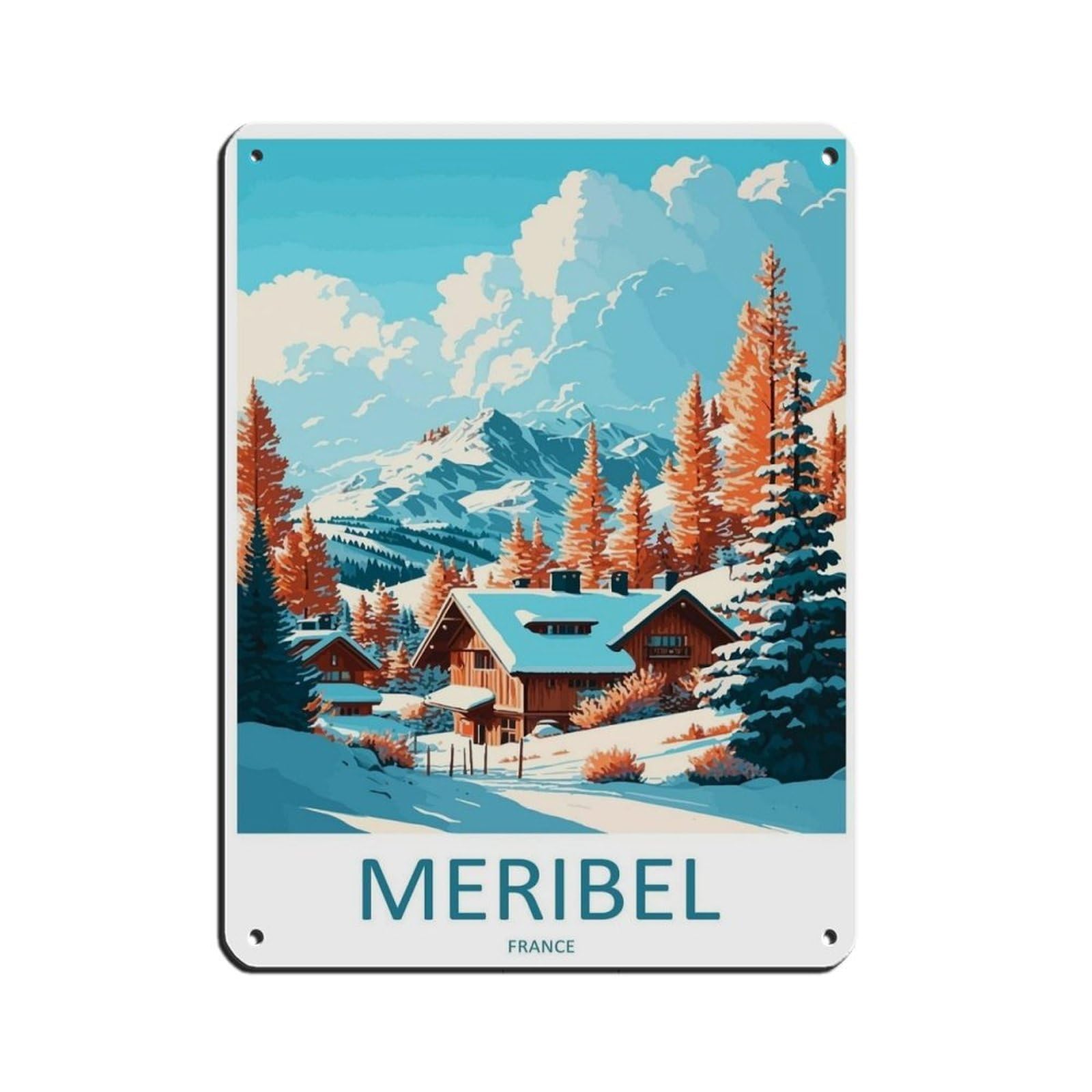 Megeve Travel Art Ski Art Lover Gift (88) Retro Poster Metal Tin Sign Chic Art Retro Iron Painting Bar People Cave Cafe Family Garage Poster Wall Decoration 12x16inch(30x40cm)